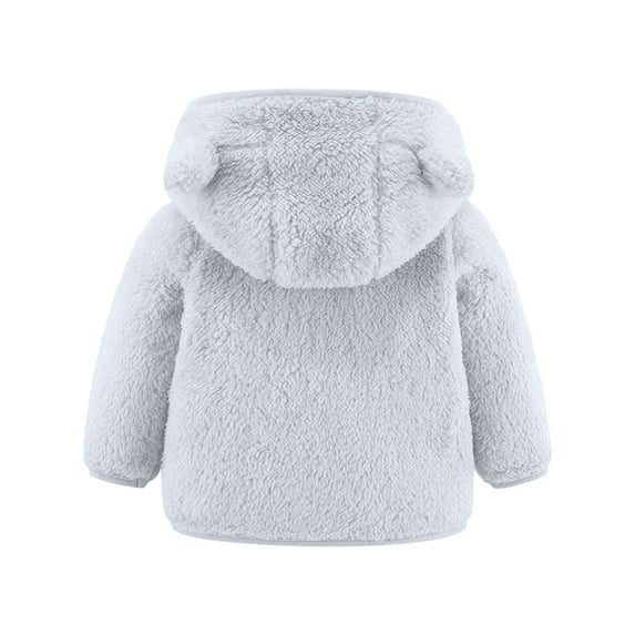 IVEYRTF Toddler Fleece Jacket with Hood Kids Zip Up Outerwear Coat Soft Warm Long Sleeve Top for Boys Girls Baby Winter Fall Playwear Casual Outfit(Beige,0-6 Months)