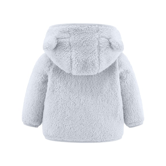 IVEYRTF Toddler Fleece Jacket with Hood Kids Zip Up Outerwear Coat Soft Warm Long Sleeve Top for Boys Girls Baby Winter Fall Playwear Casual Outfit(Beige,6-12 Months)