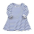 thumbnail image 1 of IVEYRTF Toddler Girls Cute Stripe ong Sleeve Dress Casual A Line Dress for Kids Soft Stretchy Comfy Daily Wear for Vacation Party Holiday(Blue,4 Years), 1 of 9