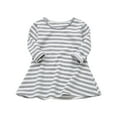 thumbnail image 1 of IVEYRTF Toddler Girls Cute Stripe ong Sleeve Dress Casual A Line Dress for Kids Soft Stretchy Comfy Daily Wear for Vacation Party Holiday(Gray,12 Months), 1 of 9