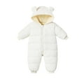 thumbnail image 1 of IVEYRTF Toddler Kids Bodysuit Cute Print Fleece-Lined Hooded Romper Zip Thermal Fall Winter Cozy Warm One-Piece Outerwear for Baby 1-2 Years(White,10 Months), 1 of 7