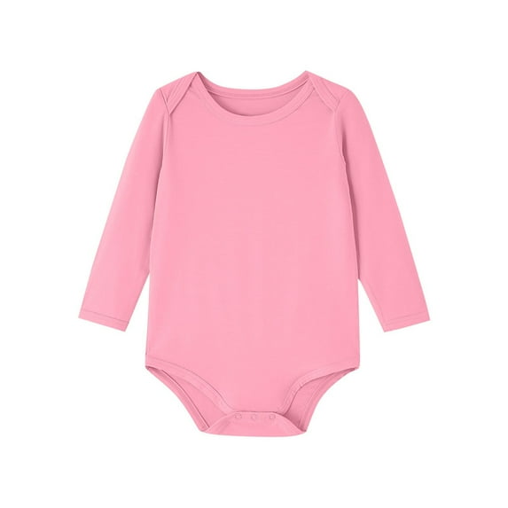 IVEYRTF Toddler Kids Bodysuit Solid Color Long Sleeve Romper Snap Closure Soft Spring Fall Comfortable Fit Jumpsuit One-Piece Outfit for Children 3-24 Months(Hot Pink,9 Months)
