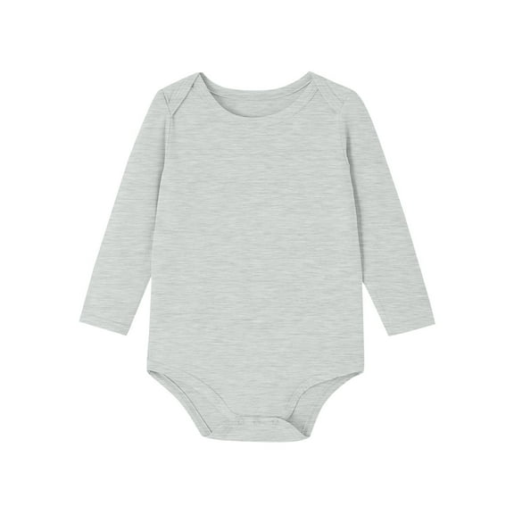 IVEYRTF Toddler Kids Bodysuit Solid Color Long Sleeve Romper Snap Closure Soft Spring Fall Comfortable Fit Jumpsuit One-Piece Outfit for Children 3-24 Months(Gray,18 Months)