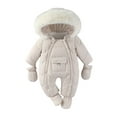 thumbnail image 1 of IVEYRTF Toddler Kids Solid Color Hooded Romper Thick Lined Full Sleeve Bodysuit Fall Winter Warm Cozy Soft Onesie for Infants Boys and Girls 3-24 Months(Beige,12 Months), 1 of 3