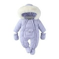 thumbnail image 1 of IVEYRTF Toddler Kids Solid Color Hooded Romper Thick Lined Full Sleeve Bodysuit Fall Winter Warm Cozy Soft Onesie for Infants Boys and Girls 3-24 Months(Purple,9 Months), 1 of 7