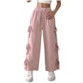 thumbnail image 1 of IVEYRTF Women Solid Color Bow Tie Drawstring Elastic Waist Casual Pants Soft Stretchy Comfortable Workout Yoga Athletic Trousers Long Length(Pink,L), 1 of 8