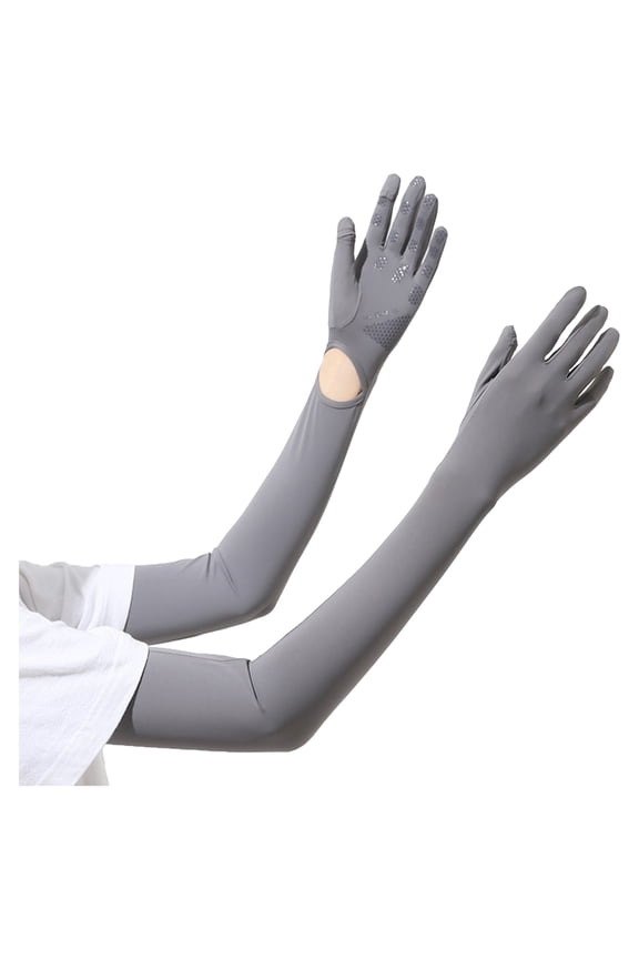 Women's Full Finger Sun Sleeves Wrist Cutout Touch Screen Non-Slip Palm Ice Silk UV Protection for Driving Cycling and Outdoor Activities Sleeves