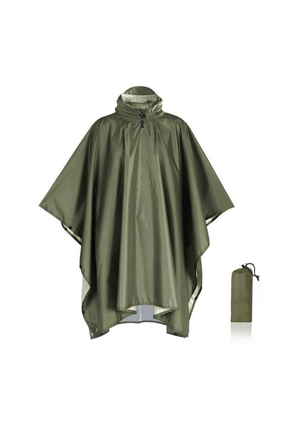 Women's Full Raincoat Solid Color for Outdoor Hiking Rainy Weather with Hood Waterproof Comfort Fit Rainwear(Army Green,Free Size)