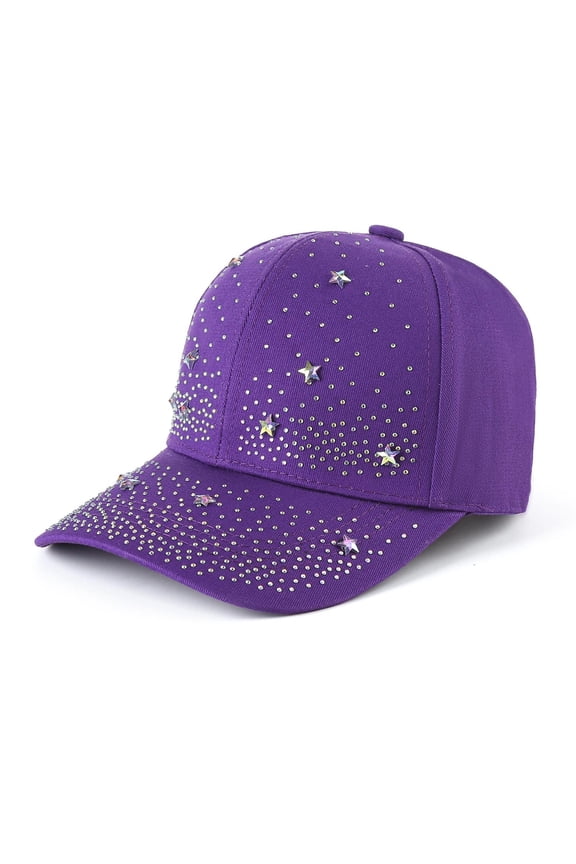Womens Baseball Cap Rhinestone Bling Sun Protection Breathable Fashion Flat Cap