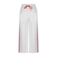 thumbnail image 1 of IVEYRTF Womens Drawstring Waist Wide Leg Track Pants with Side Stripe and Pockets Straight Leg Athletic Pants for Casual Wear Spring Fall Fashion(White,M), 1 of 4