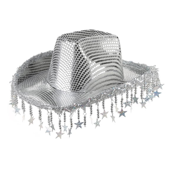 IVEYRTF Womens Sequin Western Cowgirl Hat Lightweight Breathable for Party Performances Festive Hat