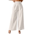 thumbnail image 1 of IVEYRTF Womens Solid Color High Waist Pants Drape Wide Leg Formal Trousers for Work Daily Wear Comfortable Soft Fiber Casual Fashionable Summer Winter Spring(White,M), 1 of 9