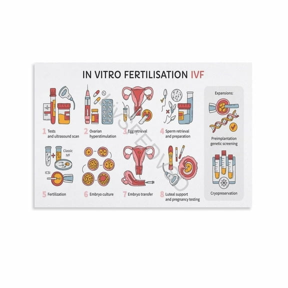 IVF Process Cycle Infographic Poster Fertility Educational Wall Art (1) Canvas for Bedroom Living Room Decor poster