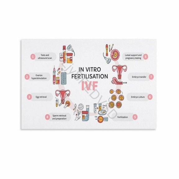 IVF Process Cycle Infographic Poster Fertility Educational Wall Art (16) Canvas for Bedroom Living Room Decor poster