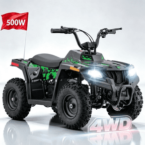 IVFJFV 36V 500W Electric Four Wheeler Off-Road Ride On,Dual Speed 10/15MPH,Dual Shock Absorbers,Disc Brake,LED Headlight,Max Load 143LBS, Safety Flag & Emergency Stop Switch,GREEN