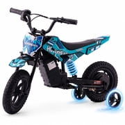 IVFJFV Electric Dirt Bike with 120W Motor,Max Speed 6.21 mph, 24V Electric Dirt Bike with Removable Training Wheels for Child 8+,SKY BLUE