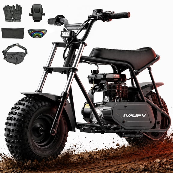 IVFJFV MB002 Gas Powered Dirt Bike 105CC for Teens and Adults, 30MPH Off Road Motorcycle for Ages 13+, Weight Support Up to 180 LBS,Pull Start Pit Bike with Rear Disc Brake,Black