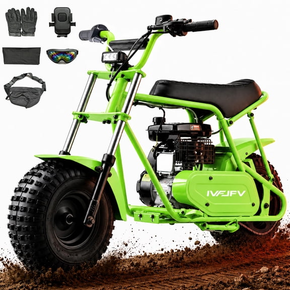 IVFJFV MB002 Gas Powered Dirt Bike 105CC for Teens and Adults, 30MPH Off Road Motorcycle for Ages 13+, Weight Support Up to 180 LBS,Pull Start Pit Bike with Rear Disc Brake,Lime Green