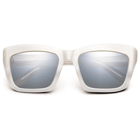 IVI Eyewear Bonnie POLISHED IVORY frame with BLUE CHROME FLASH LENS Sunglass