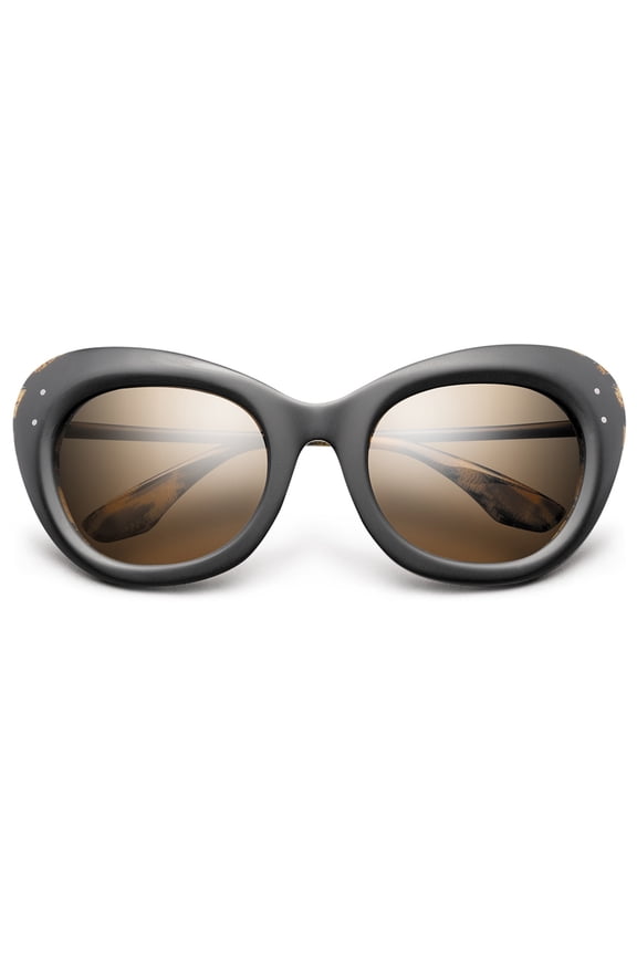 IVI Eyewear Faye MATTE BLACK POLISHED LEOPARD with BRONZE LENS Sunglasses