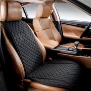 IVICY Faux Linen Front Car Seat Cover – Durable, Non-Slip Seat Protector for Cars – 1 Unit, Black