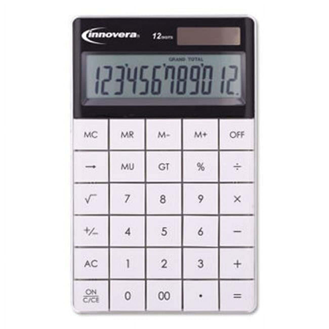 IVR 12-Digit LCD Large Button Calculator, White