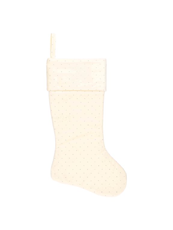 Velvet Christmas Stocking with Rhinestones, Ivory, 20", by Holiday Time