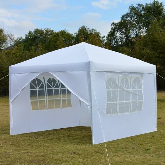 IVV 10' X 10' Gazebo Canopy Outdoor White Waterproof Tent with Sidewalls and Windows Heavy Duty Tent for Party Wedding Events Beach BBQ