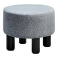 thumbnail image 1 of IVV 12.5" Round Linen Upholstered Ottoman Footstool with Solid Pine Legs, Soft Padded Low Footrest or Step Stool for Couch, Desk, Dorm, or Entryway – Gray, 1 of 6