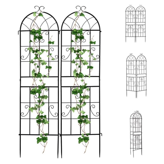 IVV 2 Pack Garden Trellis Garden Fencing for Climbing Plants - 16"W x 61"H Decorative Plant Growing Support Vegetables and Flower Trellis for Outdoor Patio - Black