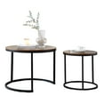 thumbnail image 1 of IVV 2-Piece Nesting Coffee Tables Set - Round Living Room Tables with Sturdy Metal Frame & MDF Top, Space-Saving Design - 23.6" & 15.7" Dia (Brown+Black), 1 of 7