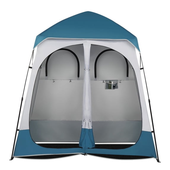IVV 2 Room Pop Up Shower Privacy Tent Dressing Room Sun Shelter for Outdoor Camp Toilet Camping Biking Fishing, Blue/White