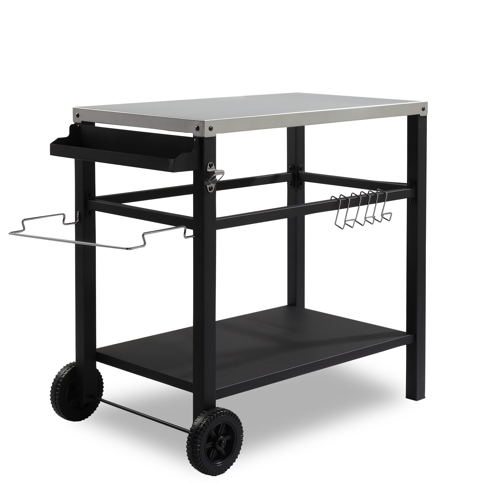 IVV 2-Shelf Movable Food Prep and Pizza Oven Table, BBQ Grill Cart