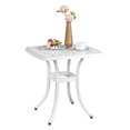 thumbnail image 1 of IVV 21" Square Patio Dinning Table, Outdoor Cast Aluminum End Table Side Table with 2" Umbrella Hole, White, 1 of 10