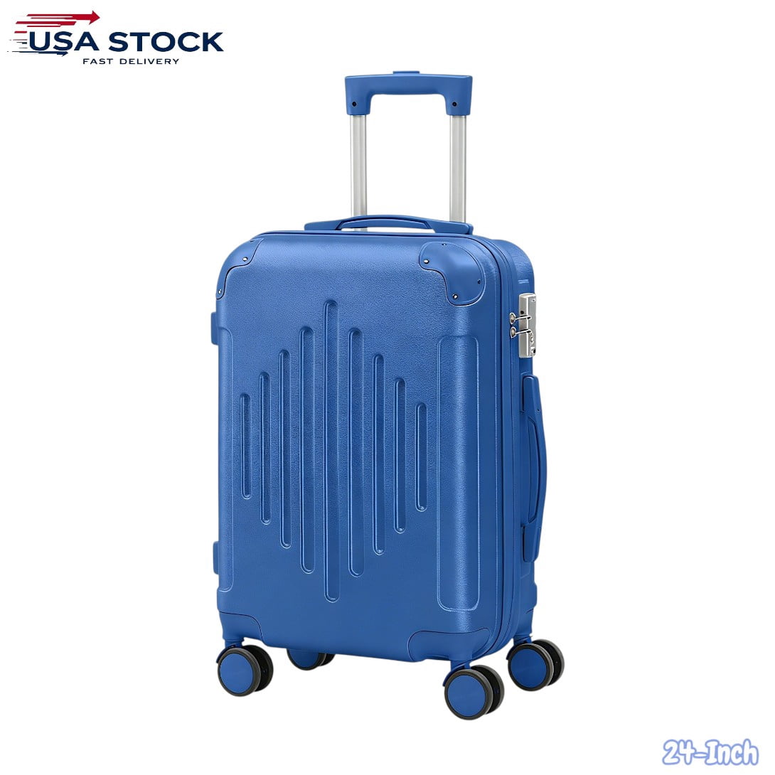 IVV 24 Inch Hardside Luggage in Deep Blue, Medium Checked Spinner Suitcase with Telescopic Handle and TSA Lock, for Weekly Trip