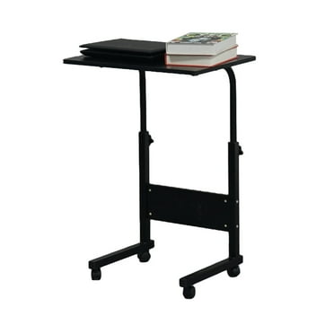 IVV 27"-38" Height Adjustable Computer Desk with Wheels - Rolling Laptop Desk - Portable Overbed Bedside Table for Small Space Home Office, Black (60x40cm)