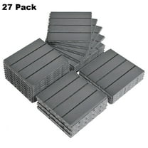 IVV 27 Pack Waterproof Plastic Interlocking Deck Tiles, 11.4" Square Patio Floor Tiles for Indoor/Outdoor, Easy Snap Install, Ideal for Porch, Balcony, Backyard, Pool Area， Dark Grey