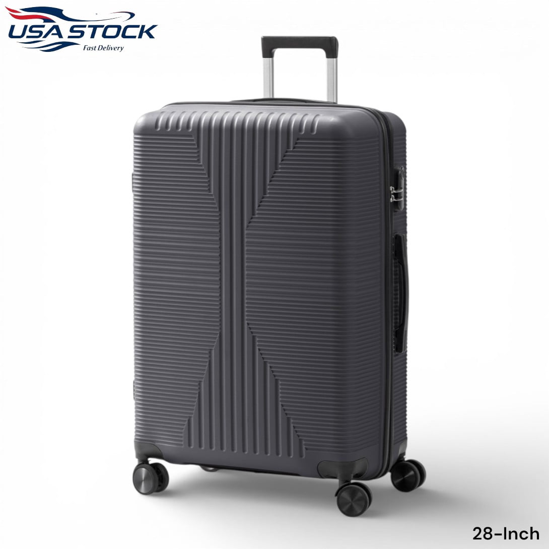 IVV 28-Inch PP Hardside Checked-Large Luggage, Non-TSA Lock, Dark Gray