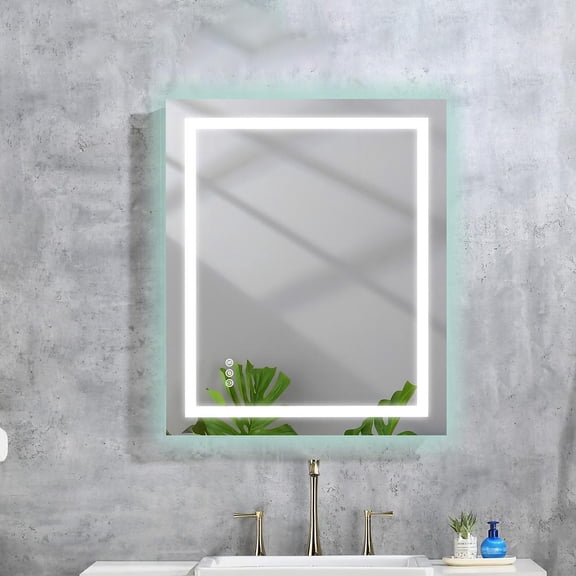 IVV 28"x36" LED Bathroom Mirror with Dimmable Lights, Wall-Mounted with Anti-Fog, 3 Color Temperature, Memory Function, Frontlit & Backlit (Horizontal/Vertical)