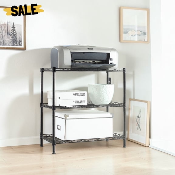 IVV 3-Tier Adjustable Metal Wire Shelving Unit, Heavy Duty Steel Standing Storage Rack Organizer for Kitchen Bathroom Pantry Garage, 23.22"L x 13.39"W x 31.5"H, Black