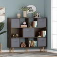 thumbnail image 1 of IVV 3-Tier Bookshelf, Wide Bookcase with 5 Fabric Drawers, Modern Book Shlef Storage Organizer Display Rack for Living Room, Entryway, Office, Brown, 1 of 6
