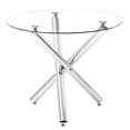 thumbnail image 1 of IVV 35" Round Glass Dining Table, Modern Circle Kitchen Table w/ Clear Tempered Glass Top and 3 Silver Chrome Legs, Small Compact Dinner Table for Apartment or Small Spaces, 1 of 10