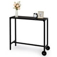 thumbnail image 1 of IVV 39.4 Inch Bar Table, Counter Height Pub Table, Narrow Rectangular Kitchen & Dining Table with Sturdy Metal Legs & Easy-to-Clean Top, Indoor/Outdoor Use for Patio Garden Bistro, Black, 1 of 8