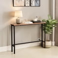 thumbnail image 1 of IVV 39.4" Narrow Console Table with Charging Station (2 AC Outlets & 2 USB Ports), Slim Metal Frame Sofa Table with Anti-Tip Device & Adjustable Feet, for Living Room Apartment, Rustic Brown, 1 of 10