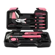 IVV 39PCS Tool Set for Home, Basic Household Repair Tool Kit, All Purpose Small Home Hand Tool Set, Portable General Tool Kits for Apartment College Dorm, Pink