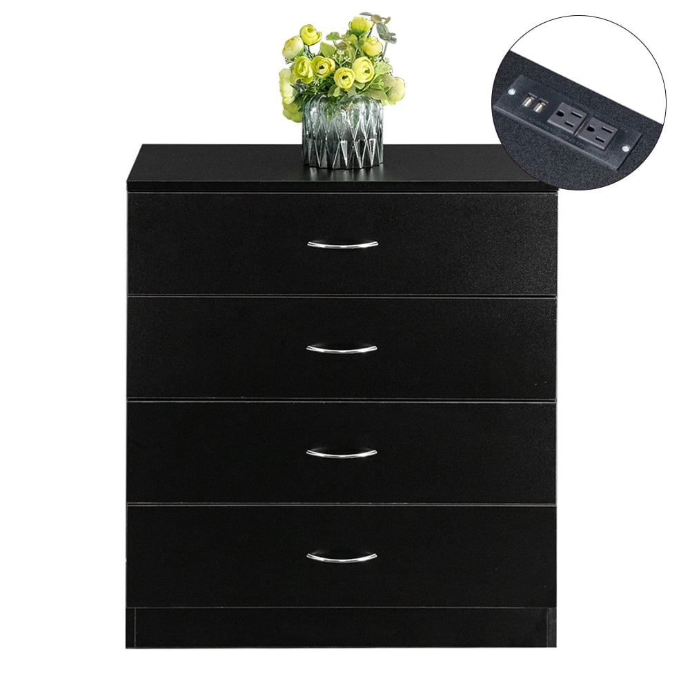 Black Farmhouse 4-Drawer Vertical Chest of Drawers