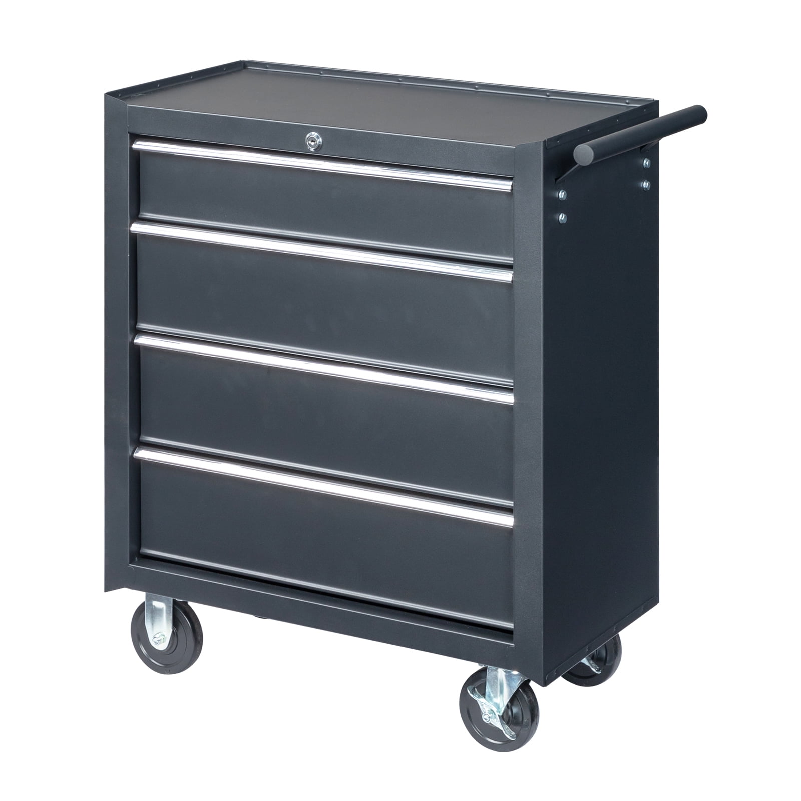 Black Steel 4-Drawer Rolling Tool Chest with Lock