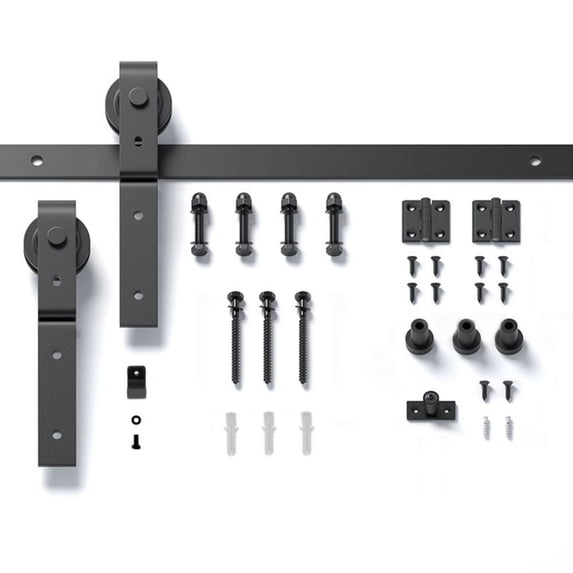 IVV 40" Bi-folding Sliding Barn Door Hardware Track Kit for 2 Closet Door, Top Mount Roller, Slide Smoothly Quietly, Easy Install, Black, No Door (Track Length 40" for Double 18" Wide Door)