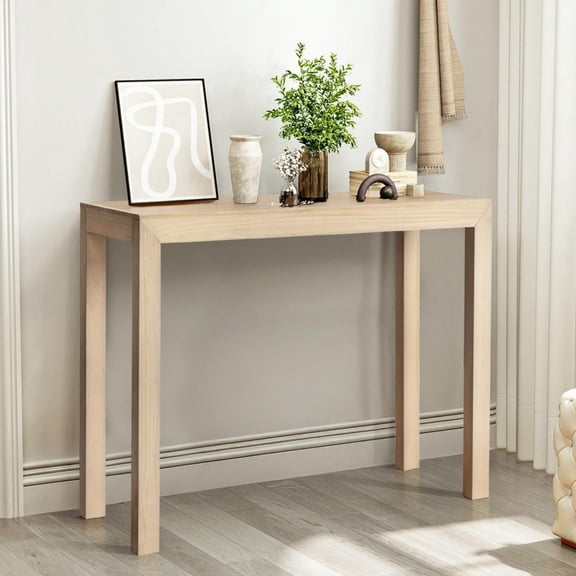 IVV 41 Inch Console Table, Pine Wood Entryway Table for Hallway Display, Narrow Sofa Table Behind The Couch, for Foyer, Living Room, Natural