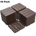 thumbnail image 1 of IVV 44 Pack Plastic Interlocking Deck Tiles, 11.8"11.8" Waterproof Patio Flooring, Outdoor All-Weather Decking Tiles for Balcony, Poolside, Backyard, Bathroom (Light Coffee), 1 of 10